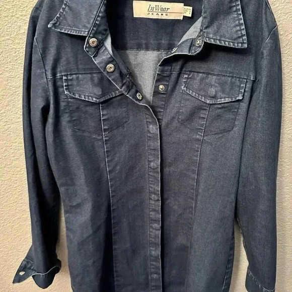 In Wear Jeans Denim Long Sleeve Full Button Up Dress Size 4 - Picture 2 of 8